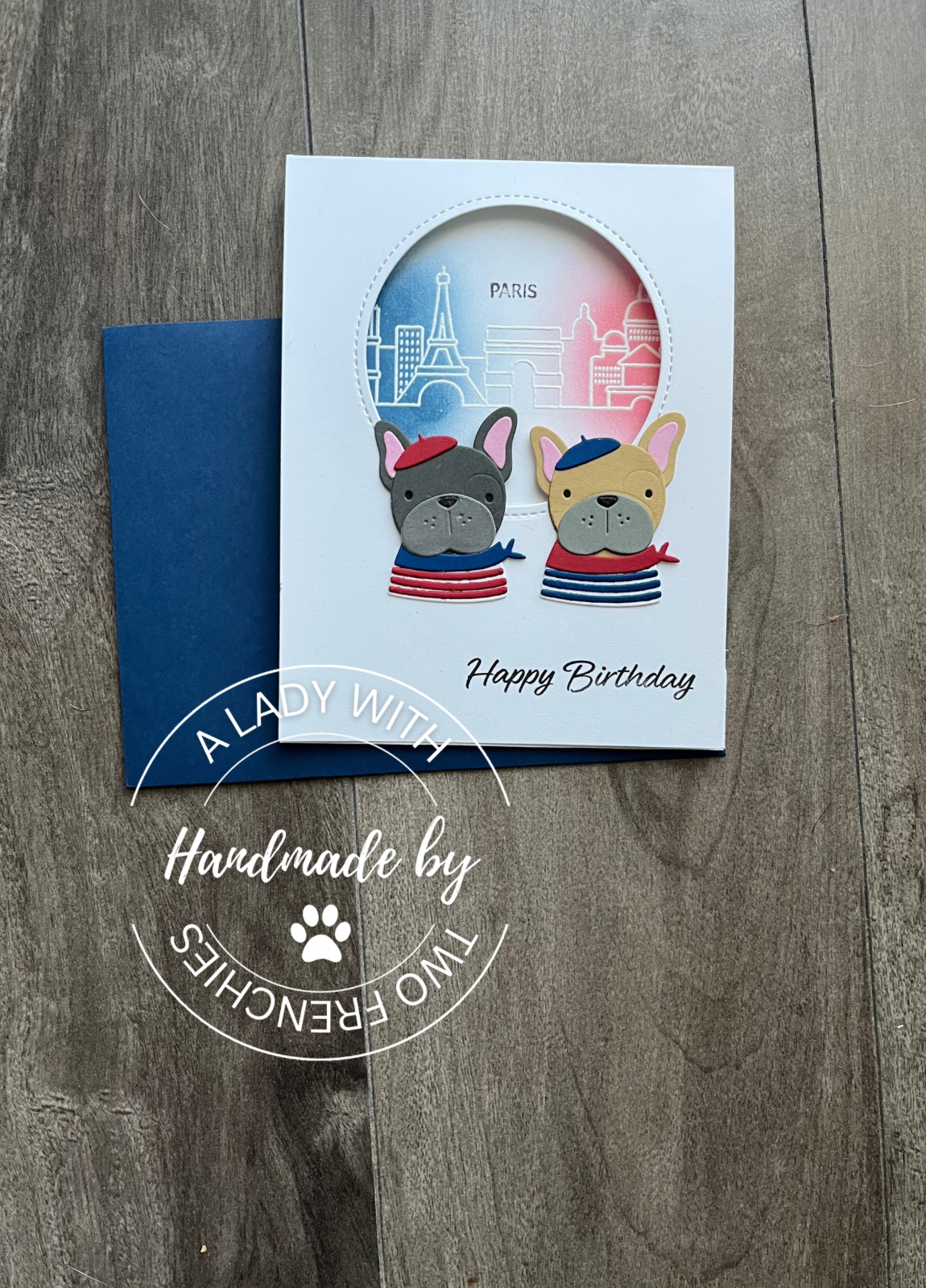 Frenchies in Paris - Birthday Card