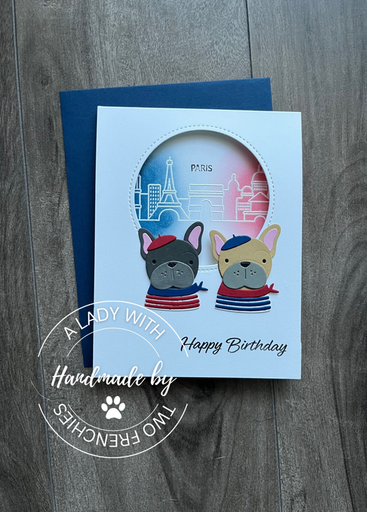 Frenchies in Paris - Birthday Card