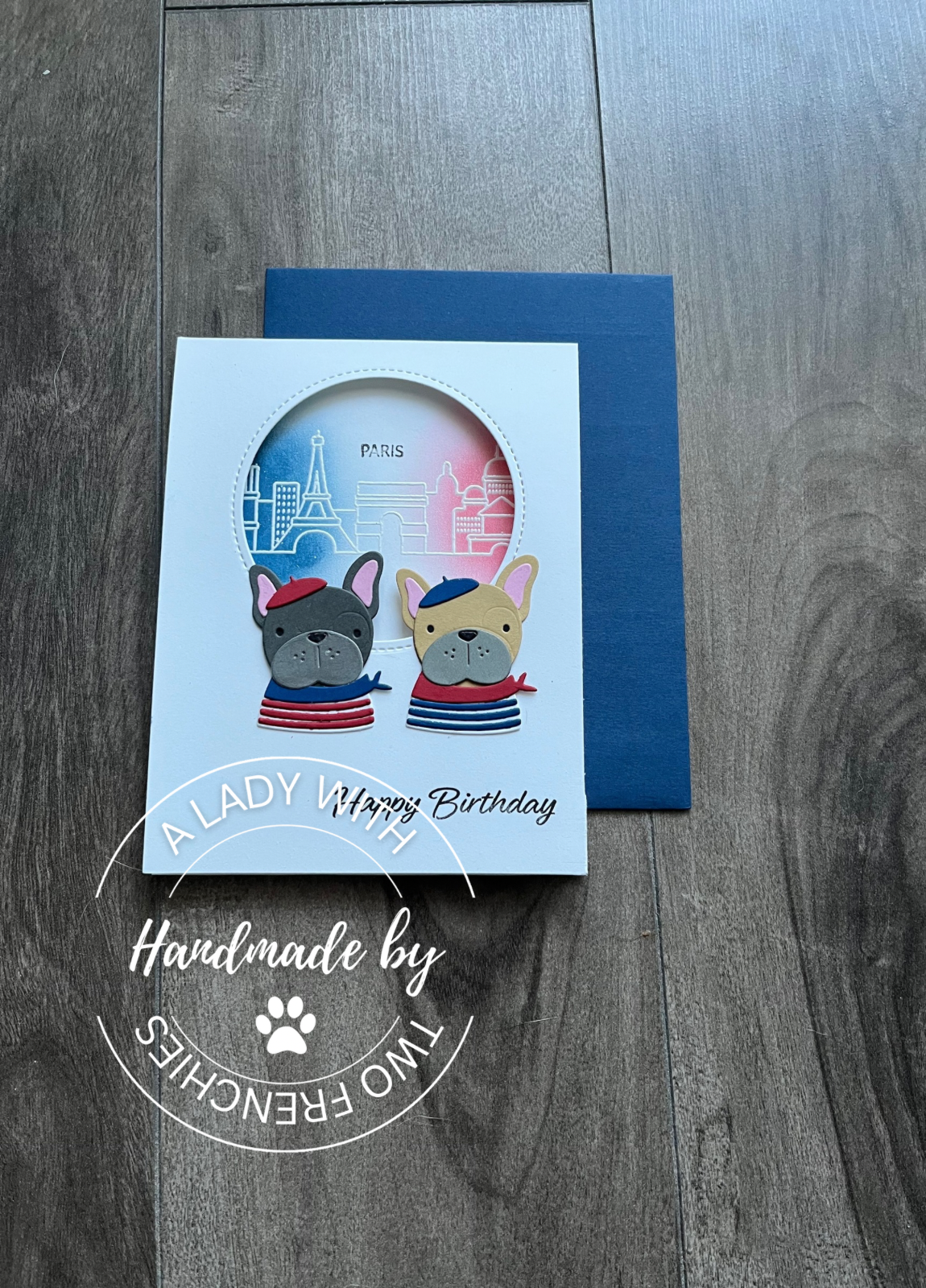 Frenchies in Paris - Birthday Card