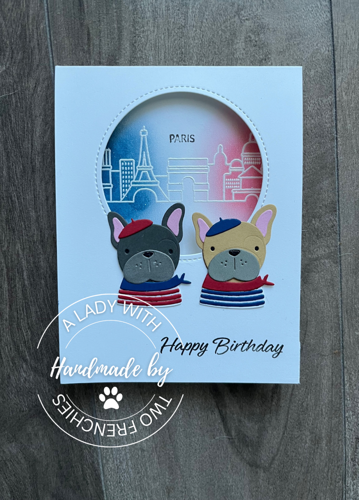 Frenchies in Paris - Birthday Card